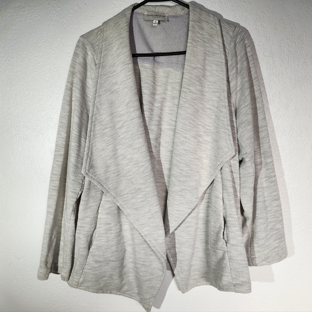 Skies Are Blue Gray Sweater Blazer